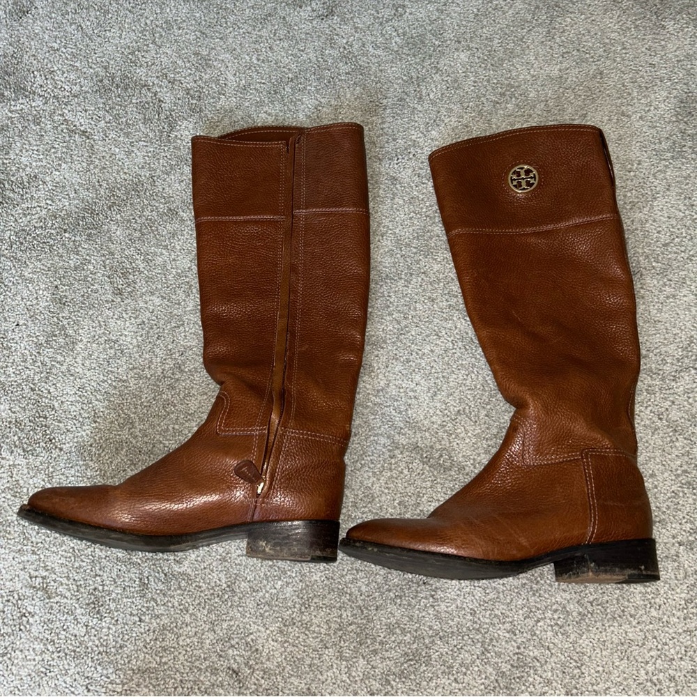 Tory Burch cognac knee high boots